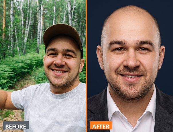 Headshot before and after