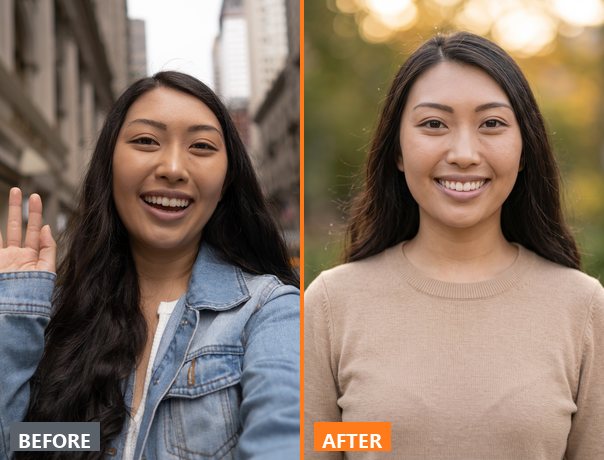 Headshot before and after