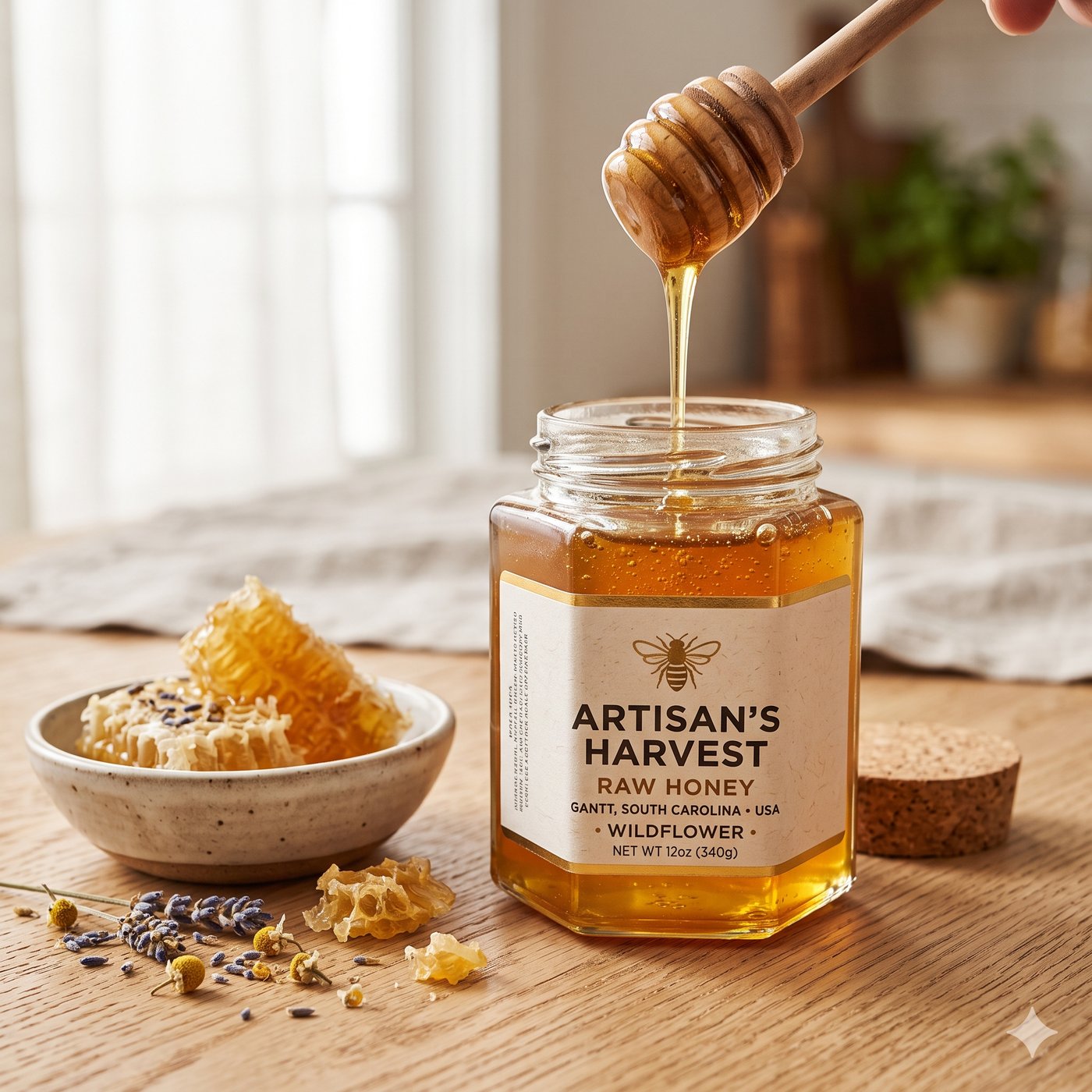 Honey jar product photo