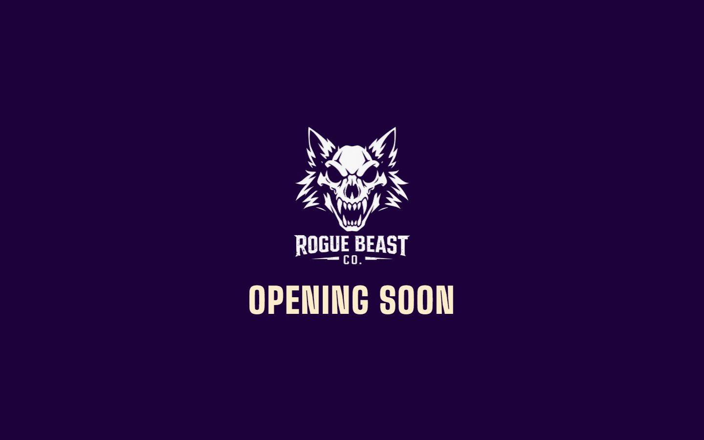 The Rogue Beast Co. holding page: the logo and the words Opening soon on a dark purple background