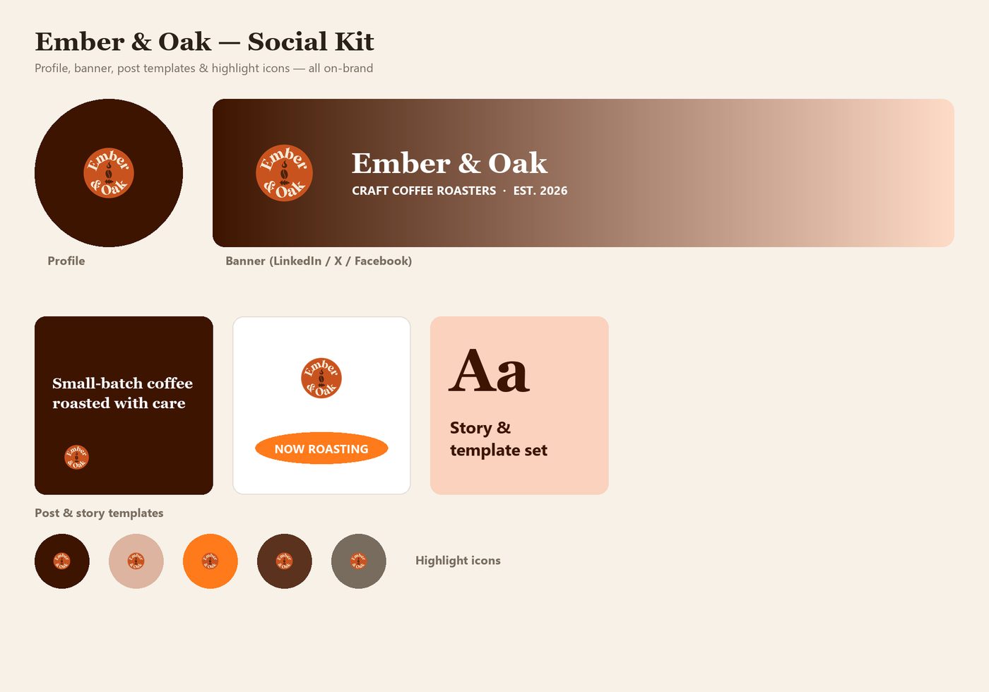 Ember and Oak brand social kit